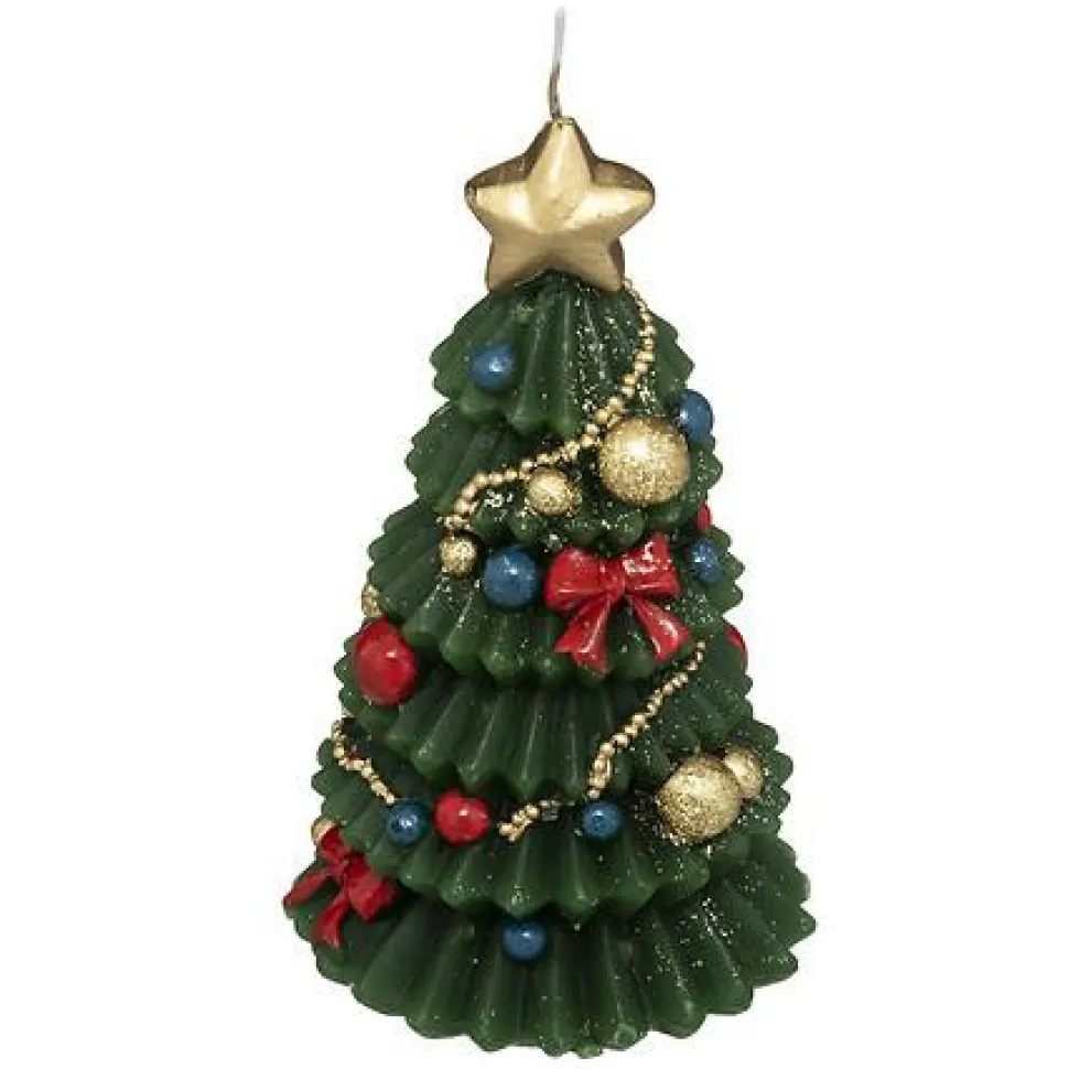 Świeczka Choinka dekorowana 270 g zielona
