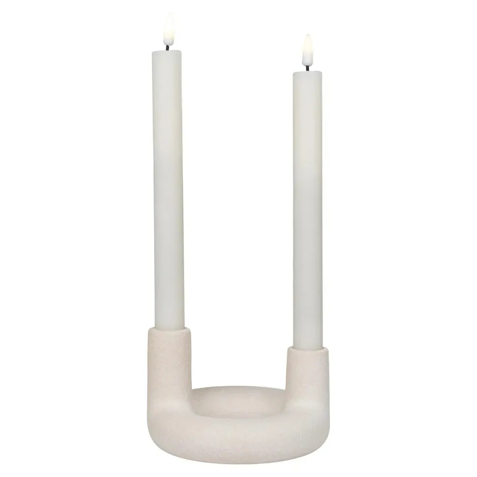 Świecznik ceramiczny na 2 świece beżowy