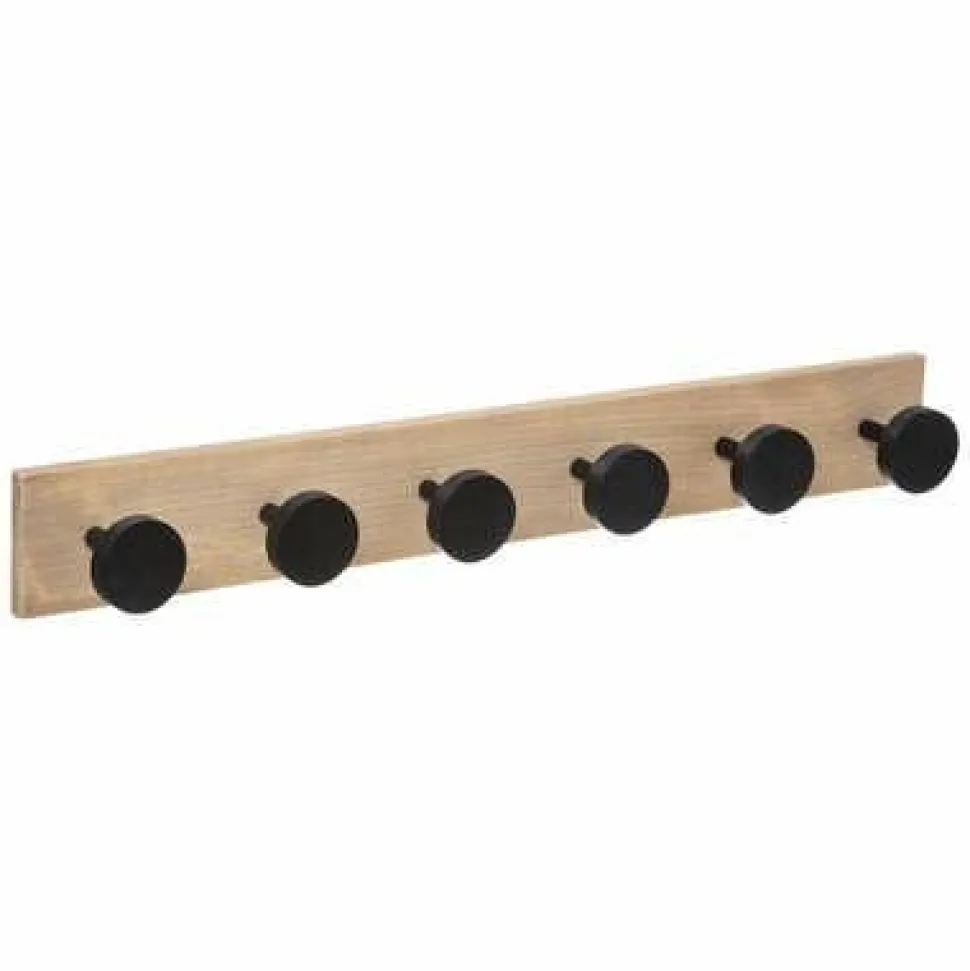 Wieszak 6 okrągłe czarne haki