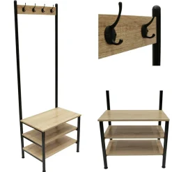 Wieszak Country z 3 półkami naturalny/czarny