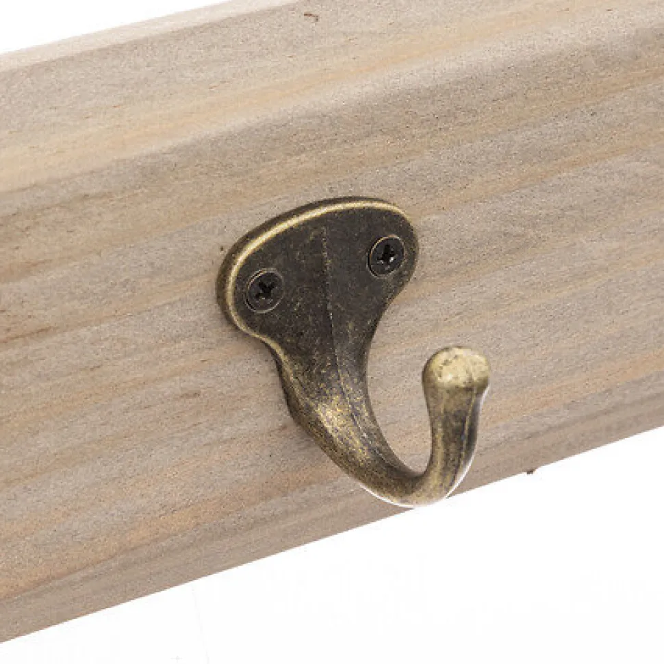 Wieszak w kształcie narty z 6 hakami naturalny