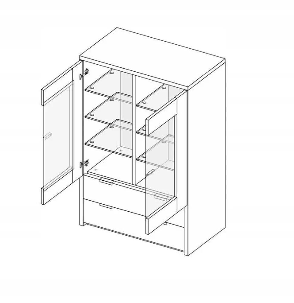Witryna duża Merle biały połysk