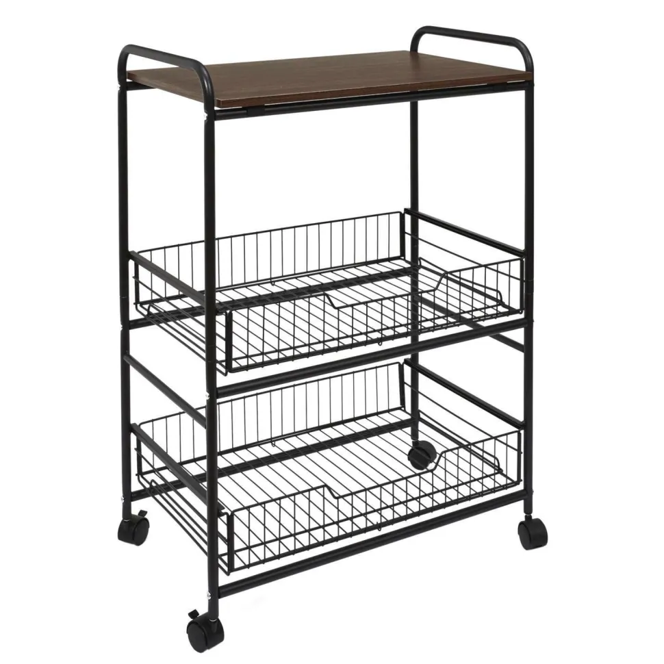 Wózek barek Dolie czarny/ orzech