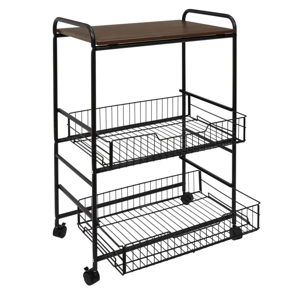 Wózek barek Dolie czarny/ orzech