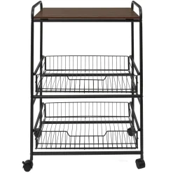 Wózek barek Dolie czarny/ orzech