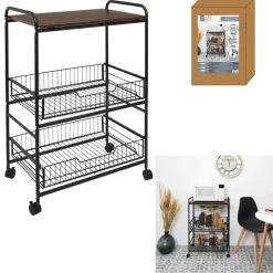 Wózek barek Dolie czarny/ orzech