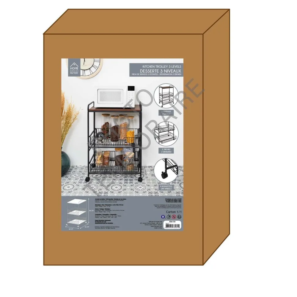 Wózek barek Dolie czarny/ orzech