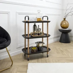 Wózek/ stolik Kaleo czarny/ naturalny