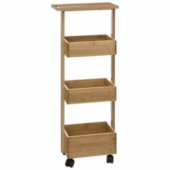 Wózek z 3 półkami bambusowy