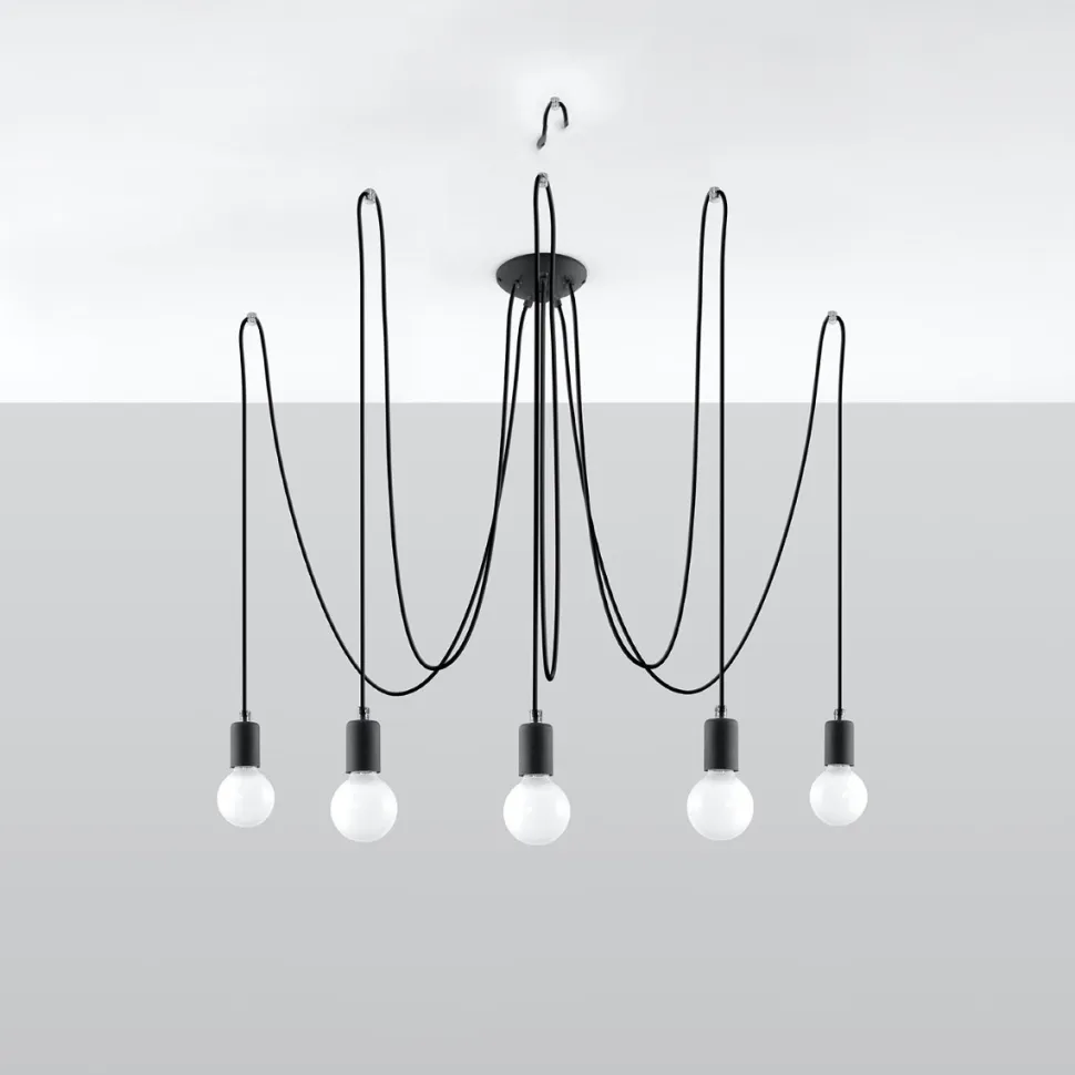 Żyrandol EDISON 5 czarny