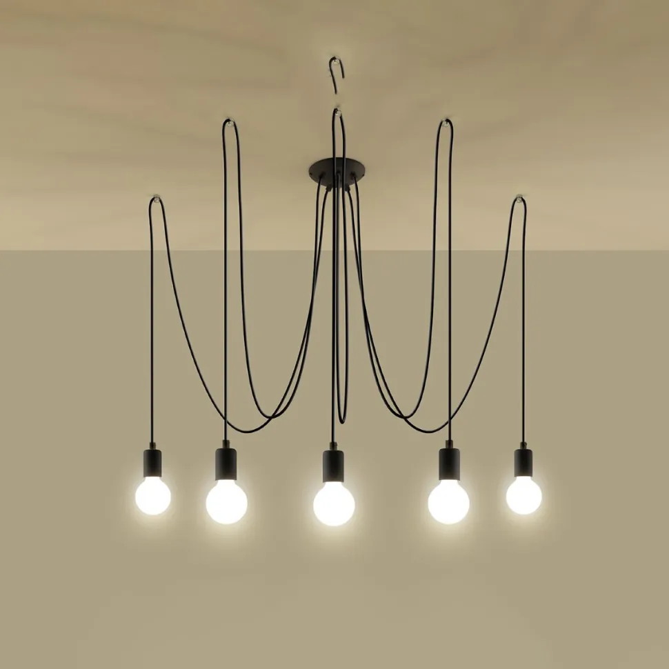 Żyrandol EDISON 5 czarny