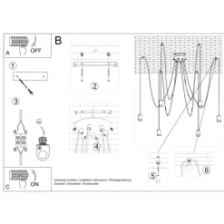 Żyrandol EDISON 5 czarny
