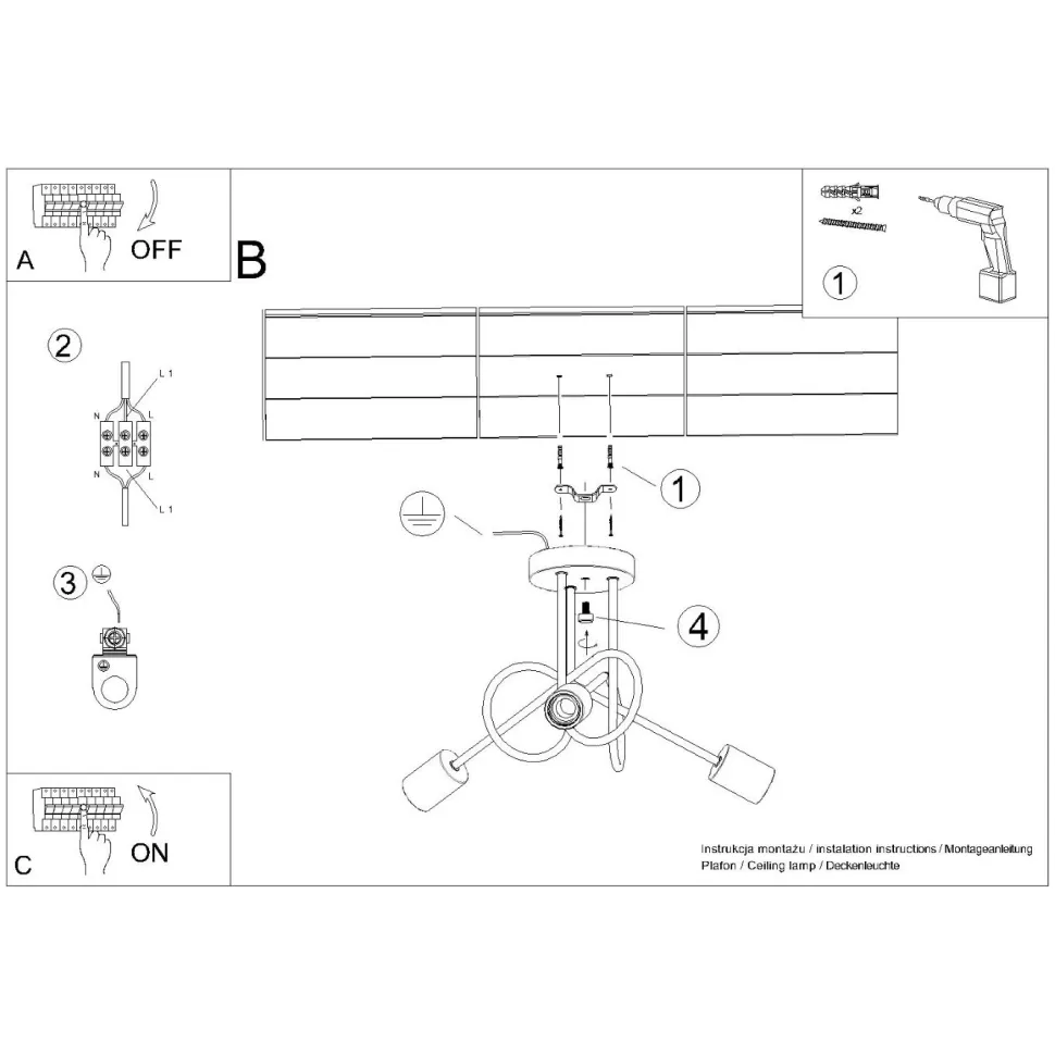 Żyrandol EMBER 3 czarny