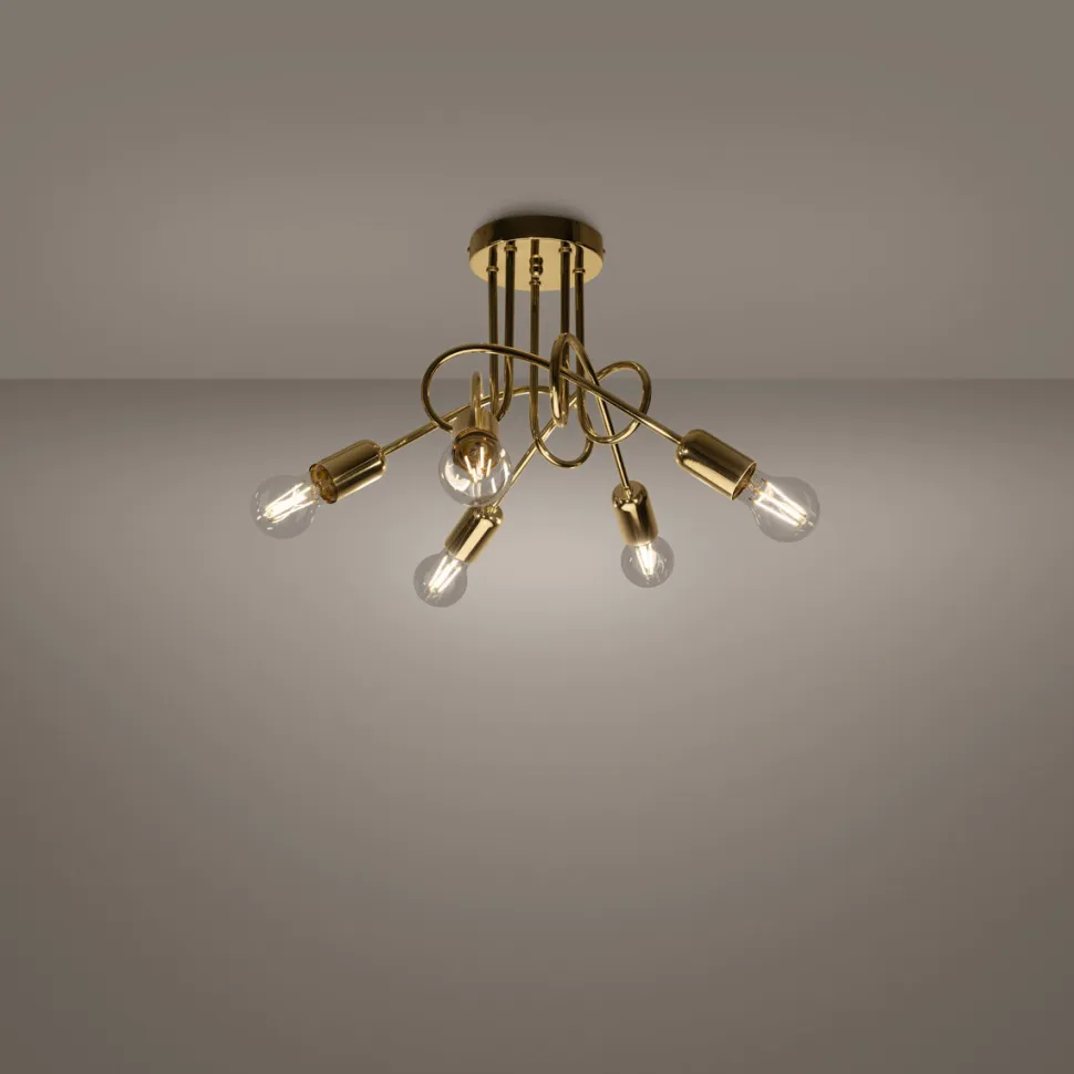 Żyrandol LOOP 5 złoty połysk