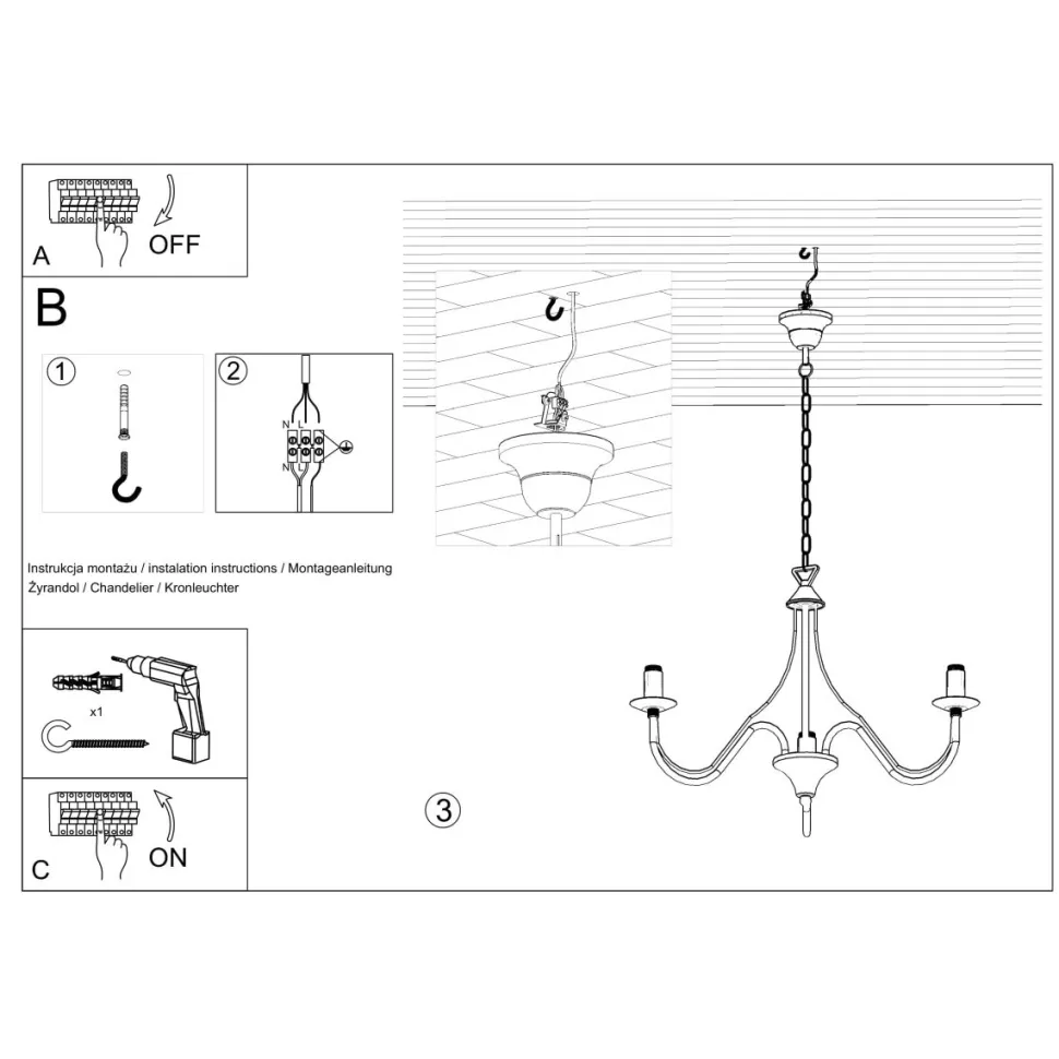 Żyrandol MINERWA 3 czarny