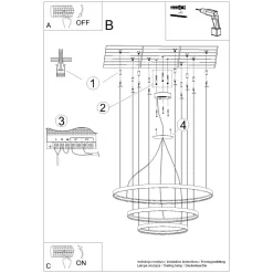 Żyrandol RIO 3 55/78/110 czarny LED 3000