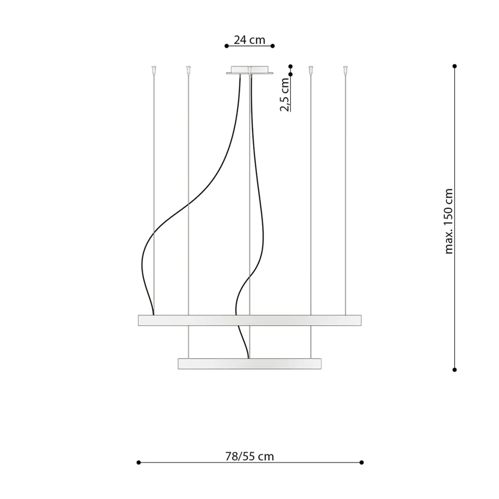 Żyrandol RIO 2 55/78 złoty LED 4000K