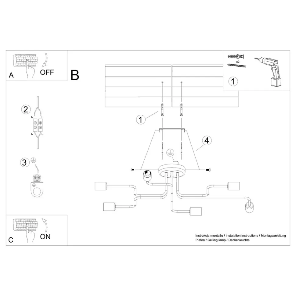 Żyrandol VECTOR 6 czarny