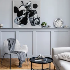 Zegar Ago chrom / biały