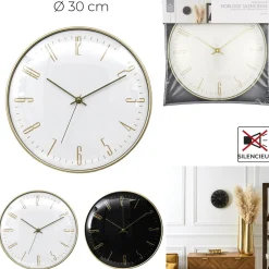 Zegar ścienny Luce biały/złoty