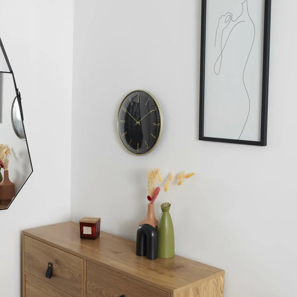 Zegar ścienny Luce czarny/złoty