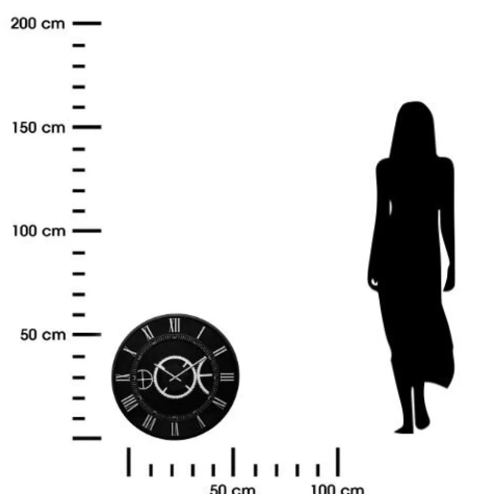 Zegar mechaniczny Kerian 57 cm czarny