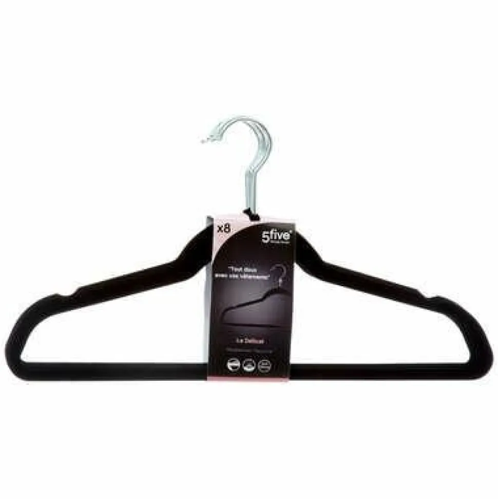 Zestaw 8 czarnych filcowych wieszaków na ubrania