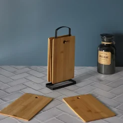 Zestaw 6 desek do krojenia bambusowych    na stojaku