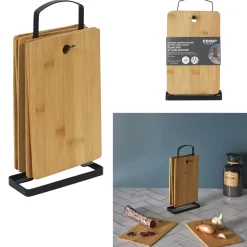 Zestaw 6 desek do krojenia bambusowych    na stojaku