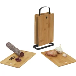 Zestaw 6 desek do krojenia bambusowych    na stojaku