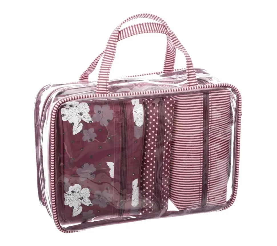 Zestaw 4 kosmetyczek Winter czerwony