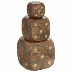 Zestaw 3 kostek dekoracyjnych Roger drewno mango