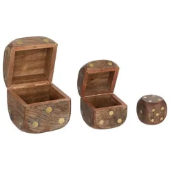 Zestaw 3 kostek dekoracyjnych Roger       drewno mango