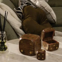 Zestaw 3 kostek dekoracyjnych Roger       drewno mango
