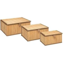 Zestaw 3 koszy bambusowych naturalne
