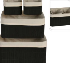 Zestaw 4 koszy bambusowych czarne