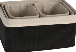 Zestaw 4 koszy bambusowych czarne