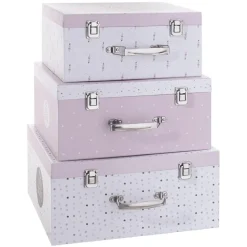 Zestaw 3 kufrów dziecięcych różowe