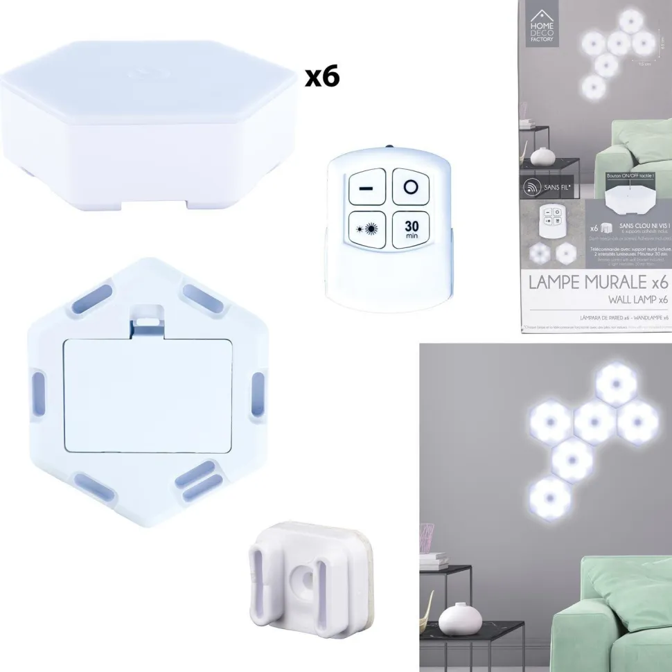 Zestaw 6 lampek ściennych Hexagonal