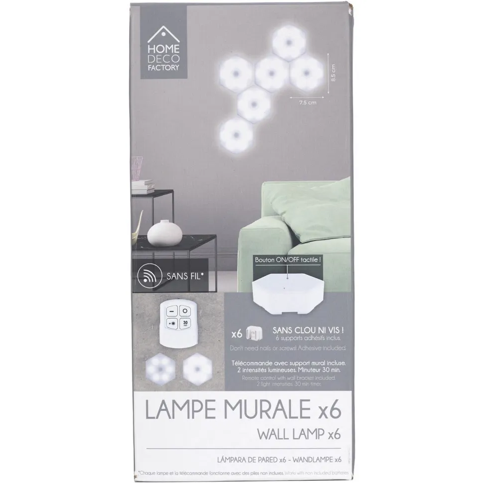 Zestaw 6 lampek ściennych Hexagonal