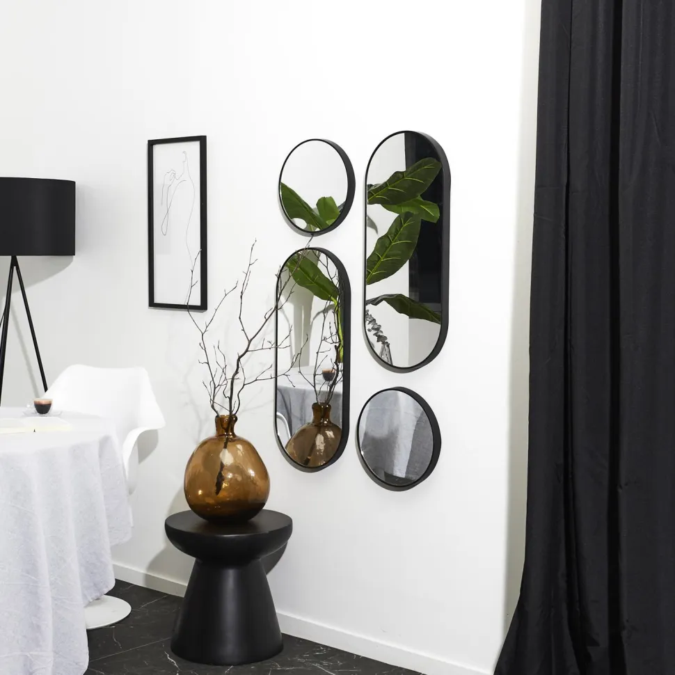 Zestaw 4 luster Deco Round czarny