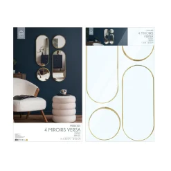 Zestaw 4 luster Deco round złote