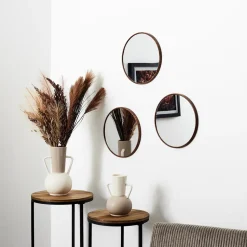 Zestaw 3 luster Toronto, okrągłych,       orzech 26cm