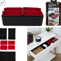 Zestaw 7 organizerów czarne/czerwone