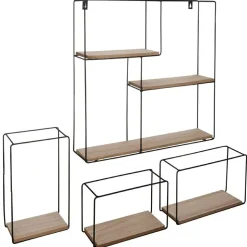 Zestaw 4 półek Ally czarne/ naturalne