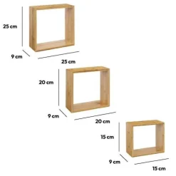 Zestaw 3 półek Cube bambus