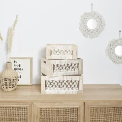 Zestaw 3 pudełek Gigogne boho plecione