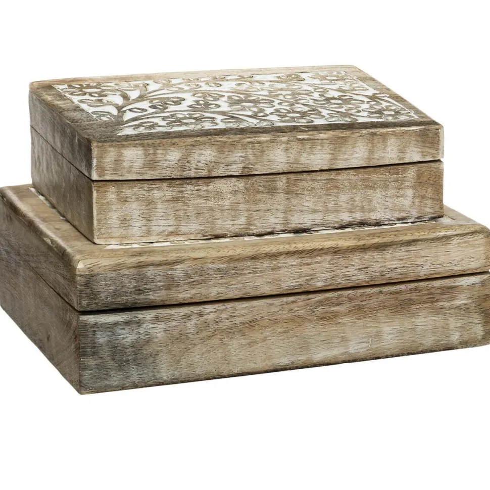 Zestaw 2 pudełek z drewna mango