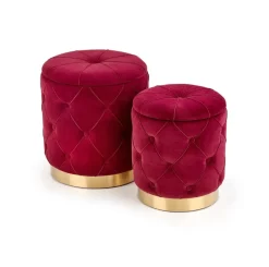 Zestaw 2 puf Grena ze schowkiem bordowe
