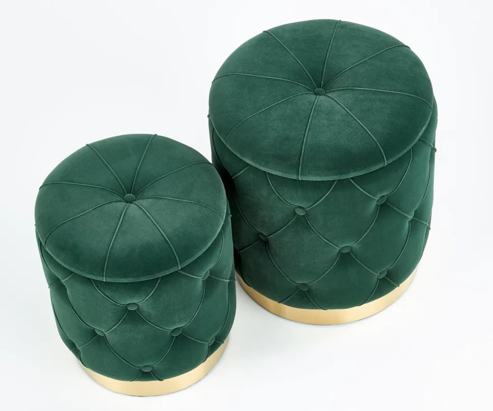 Zestaw 2 puf Grena ze schowkiem zielone